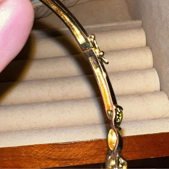 Gold Tone Multi Gem Amethyst Garnet Citrine Peridot Aquamarine Bangle Bracelet - Picture 10 of 14